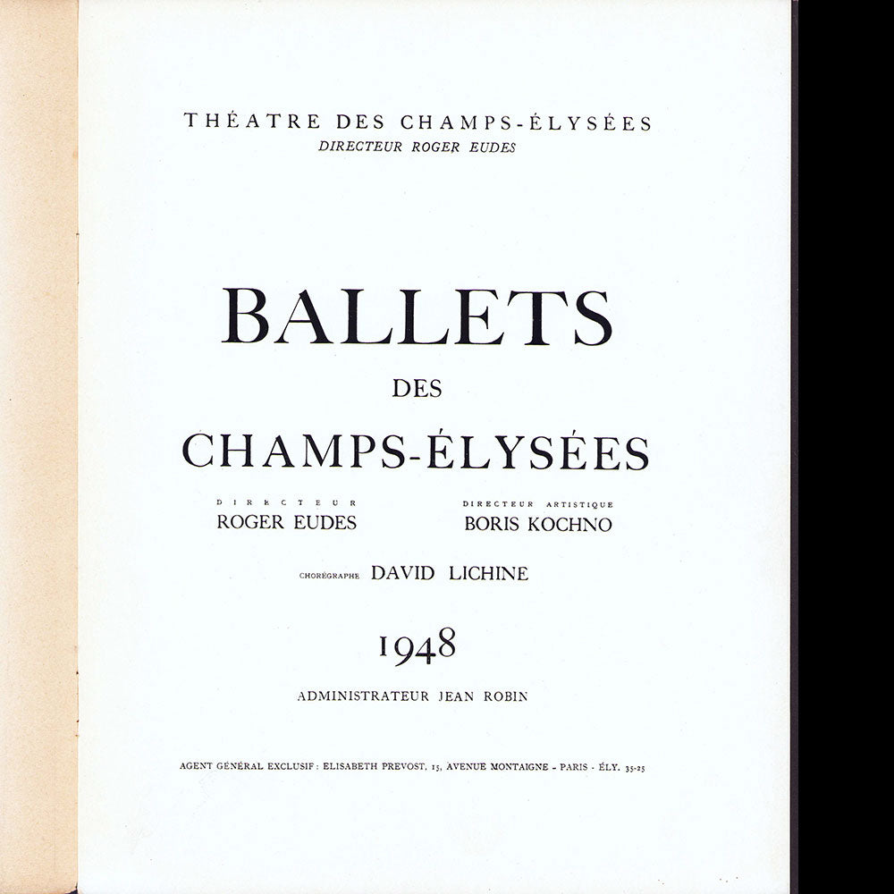 Ballets des Champs-Elysées - Programme 1948, couverture de Picasso