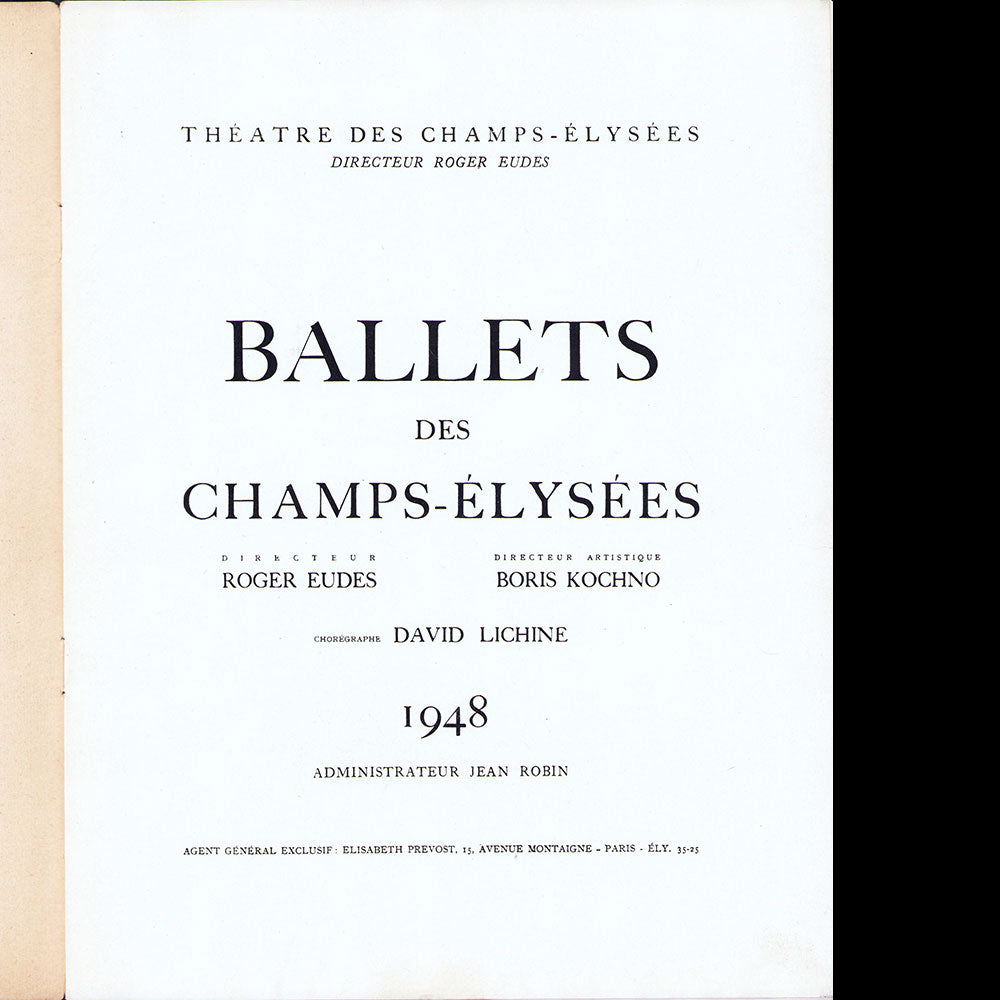 Ballets des Champs-Elysées - Programme 1948, couverture de Picasso