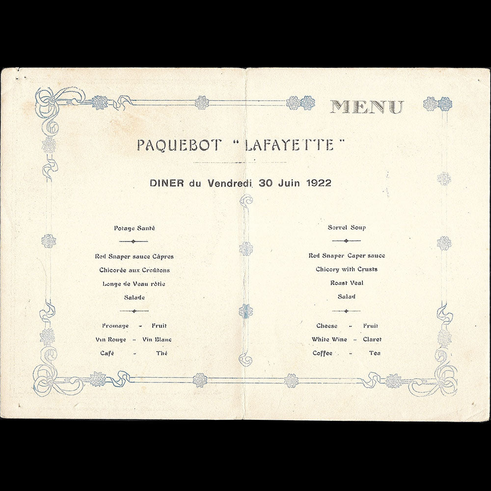 George Barbier - Les Fruits de France, menu illustré de George Barbier (1922)