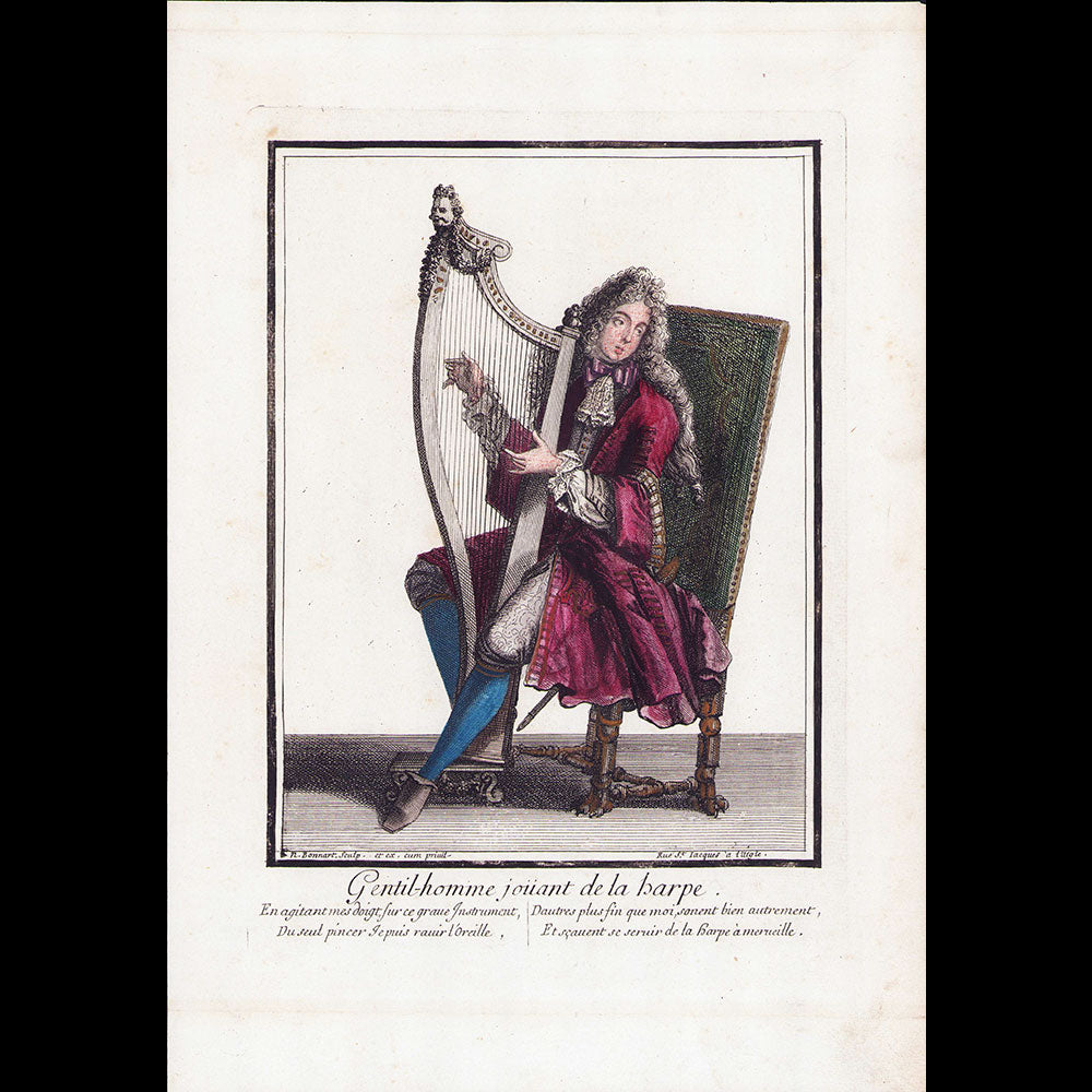 Bonnart - Gentilhomme jouant de la harpe (circa 1680s)