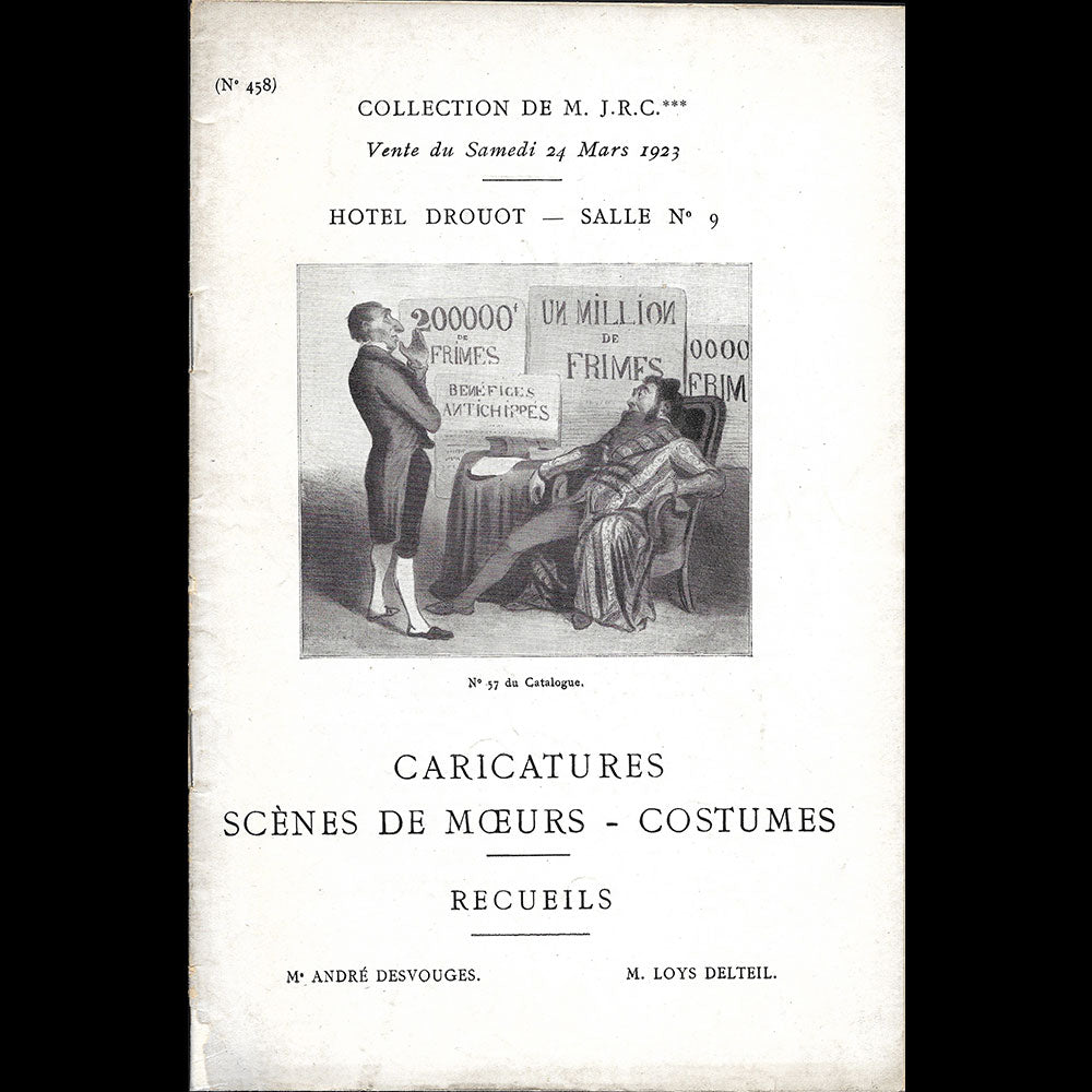 Caricatures, Scènes de moeurs, Costumes - Catalogue de vente de la collection de M. J. R. C. (1923)