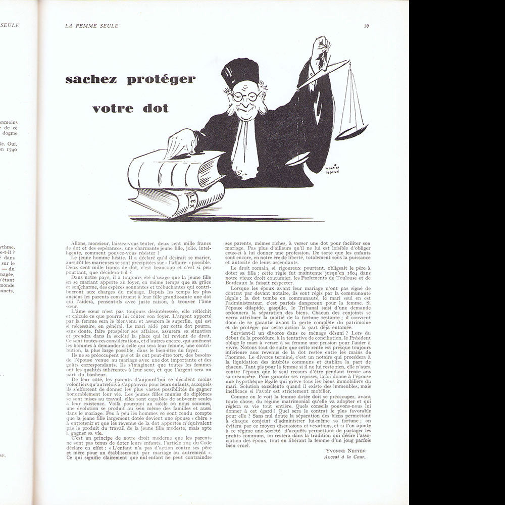 La Femme seule, n°8, novembre 1928