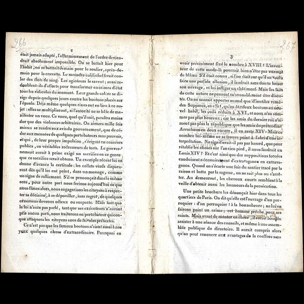 Fouque - Suppression dans Paris des habits carrés, des habits à la Louis XVIII, des cravattes à l'anglaise (circa 1815)