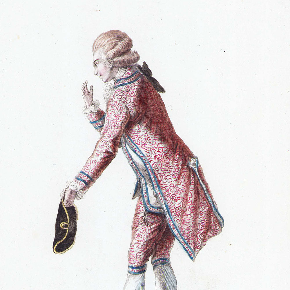 Gallerie des Modes et Costumes Français, 1778-1787, gravure n° T 113, Fraque d'été de toile vermicelée par Leclerc (1779)