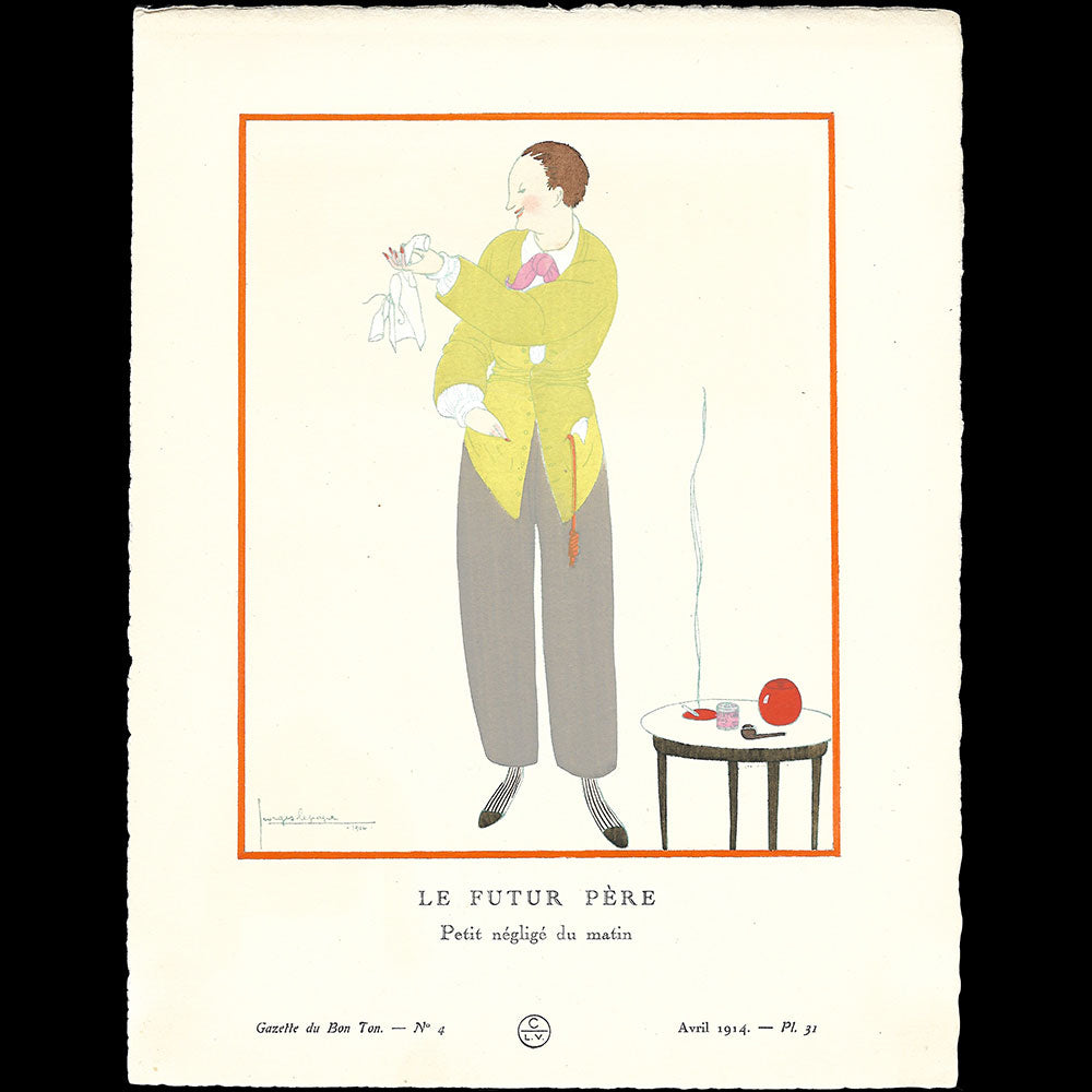 Gazette du Bon Ton - Le Futur Père, planche de Georges Lepape (n°4, 1914)