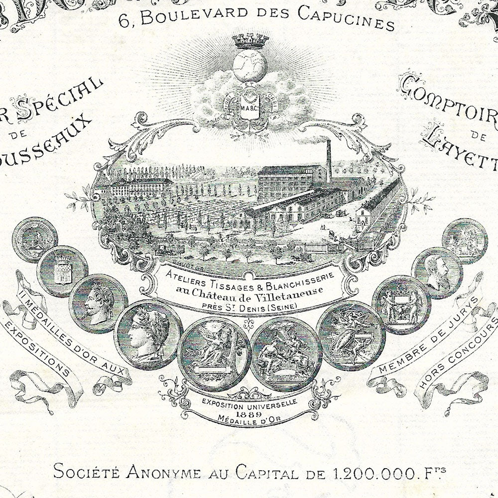 Grande Maison de Blanc - Facture du magasin, 6 boulevard des Capucines à Paris (1894)