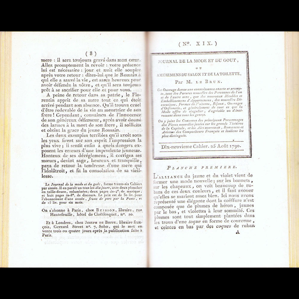 Cabinet des Modes -Journal de la Mode et du Goût - Réunion de 104 livraisons de novembre 1785 à mai 1791