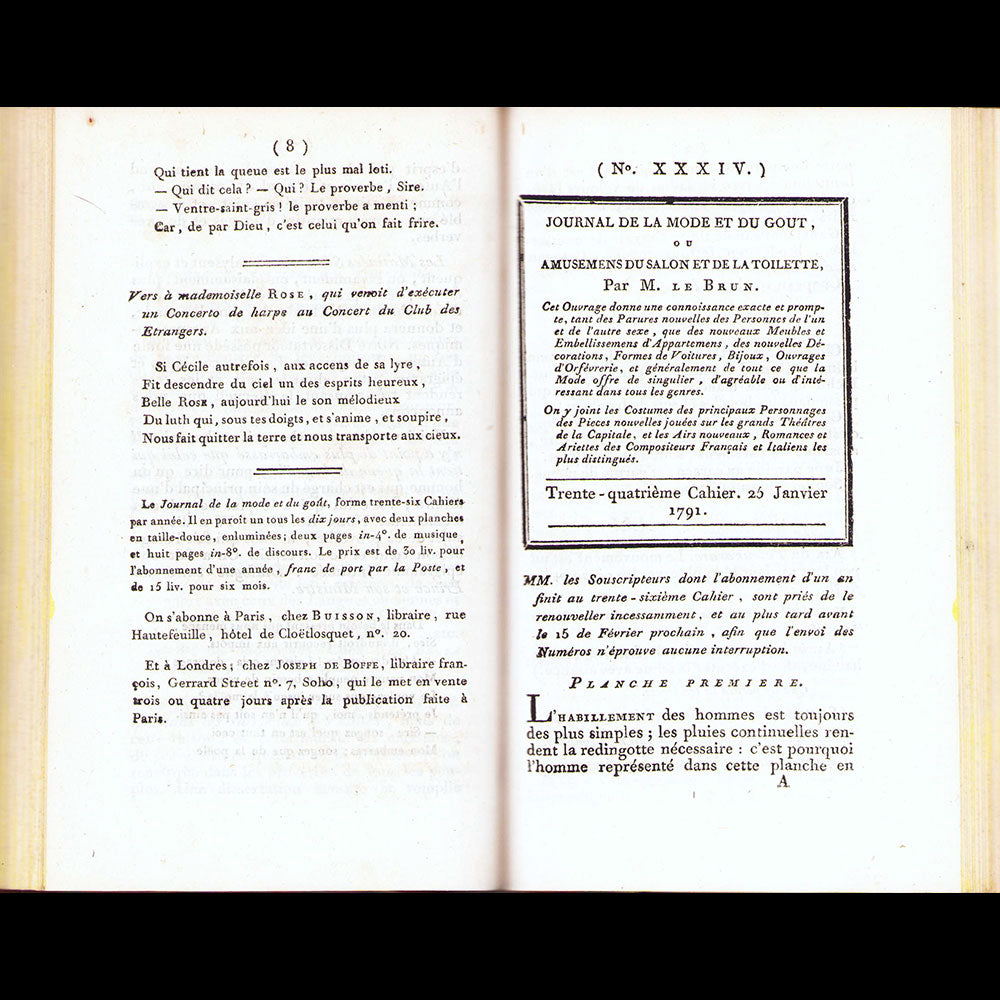 Cabinet des Modes -Journal de la Mode et du Goût - Réunion de 104 livraisons de novembre 1785 à mai 1791