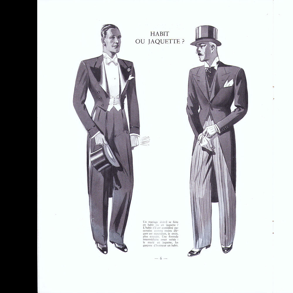 Le Journal de Monsieur, revue mensuelle de la mode masculine - Réunion de 10 numéros de l'année 1935