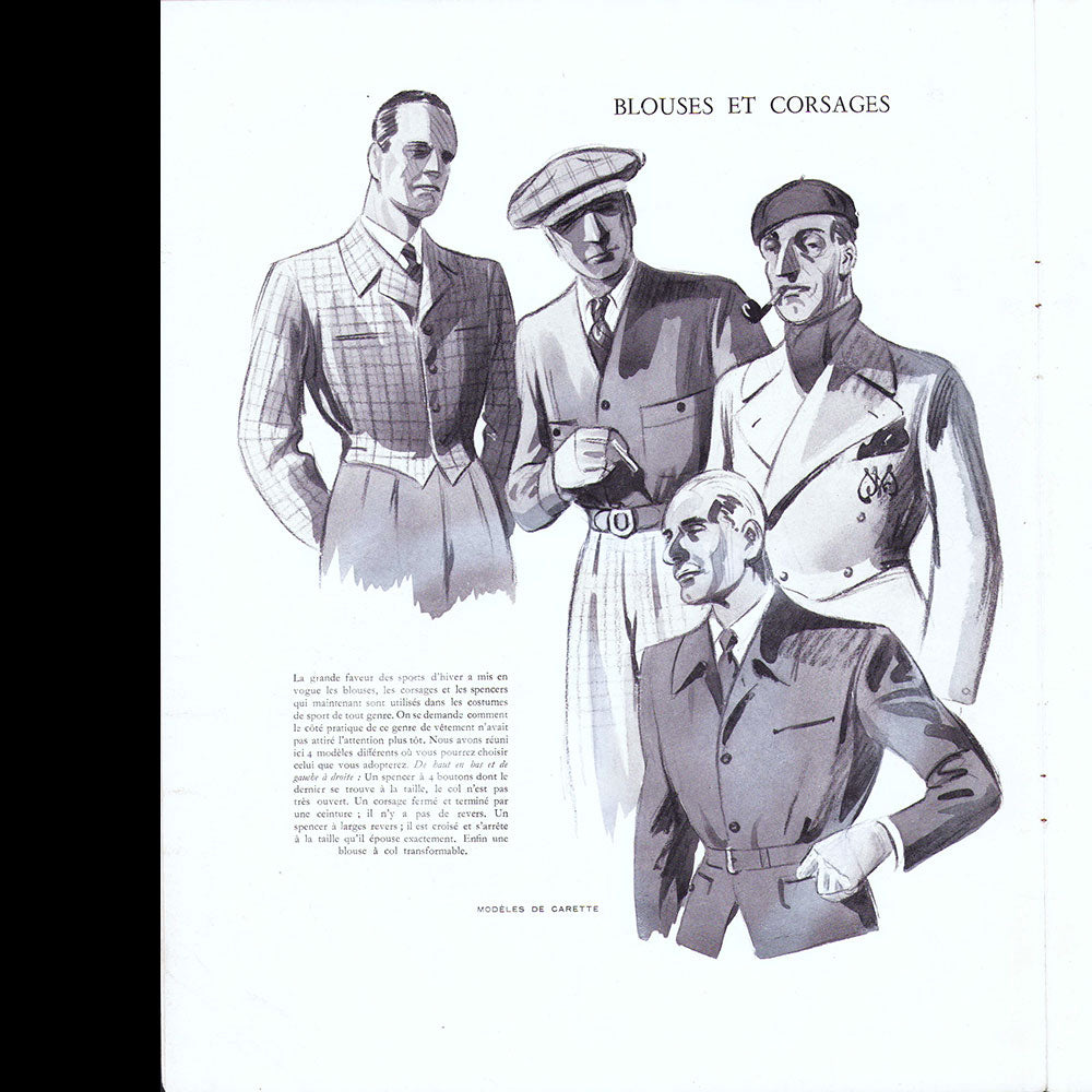 Le Journal de Monsieur, revue mensuelle de la mode masculine - Réunion de 10 numéros de l'année 1935