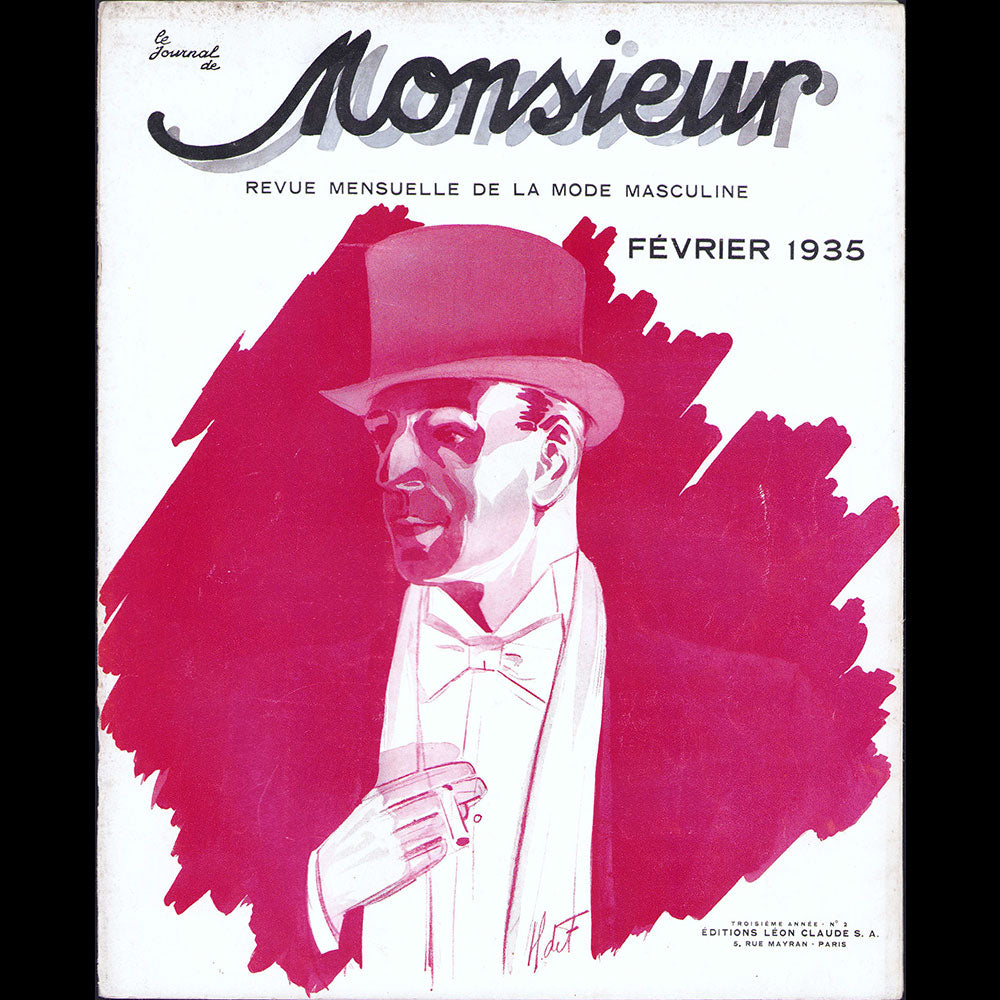 Le Journal de Monsieur, revue mensuelle de la mode masculine - Réunion de 10 numéros de l'année 1935