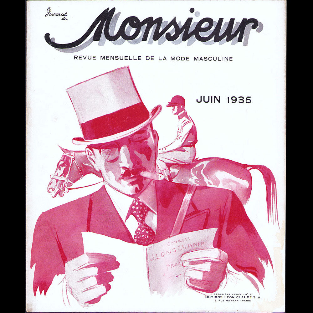 Le Journal de Monsieur, revue mensuelle de la mode masculine - Réunion de 10 numéros de l'année 1935