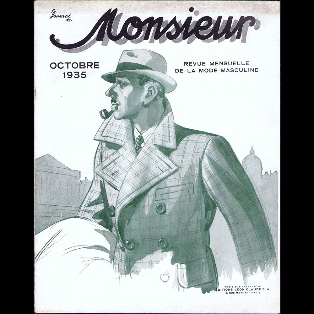 Le Journal de Monsieur, revue mensuelle de la mode masculine - Réunion de 10 numéros de l'année 1935