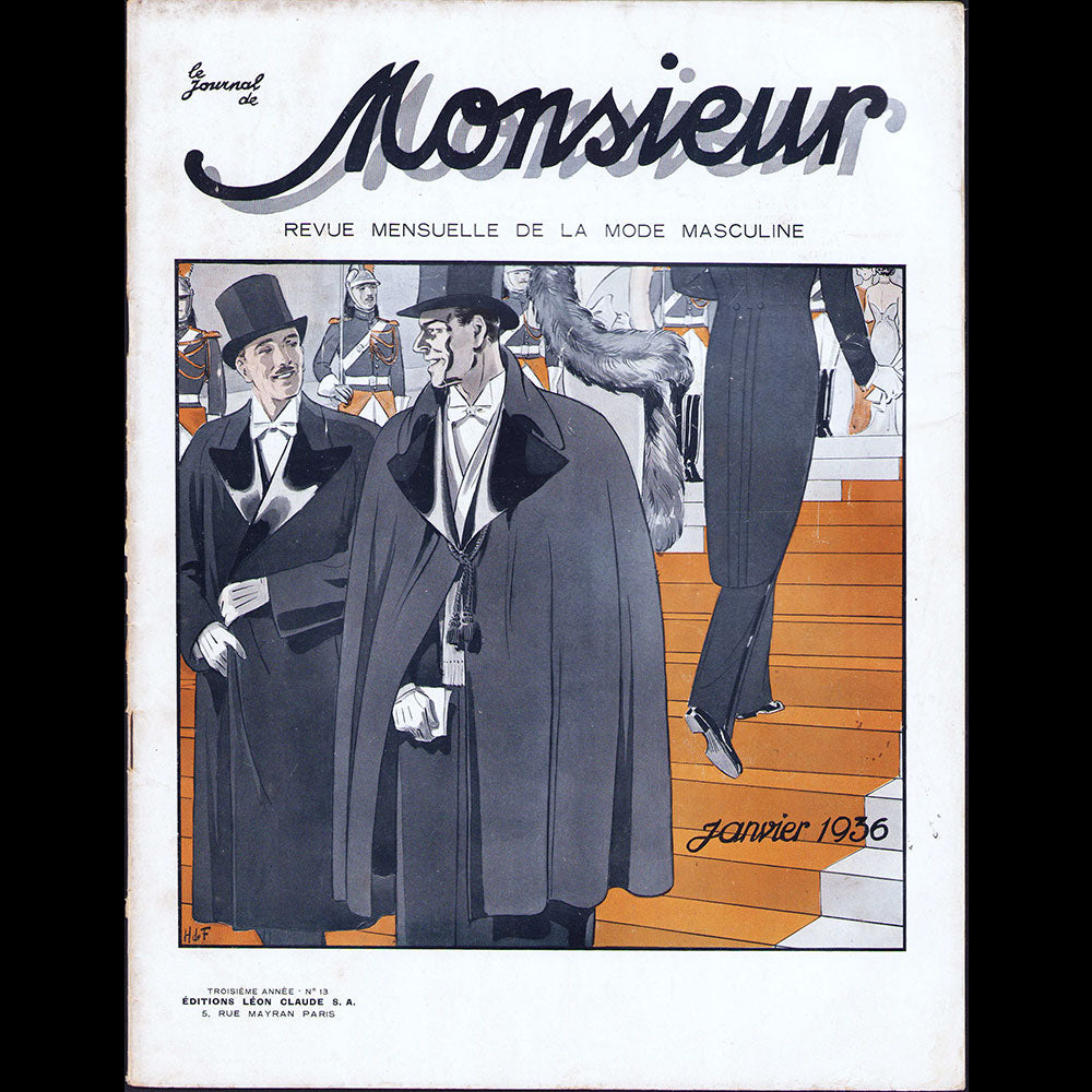 Le Journal de Monsieur, revue mensuelle de la mode masculine - Réunion de 11 numéros de l'année 1936