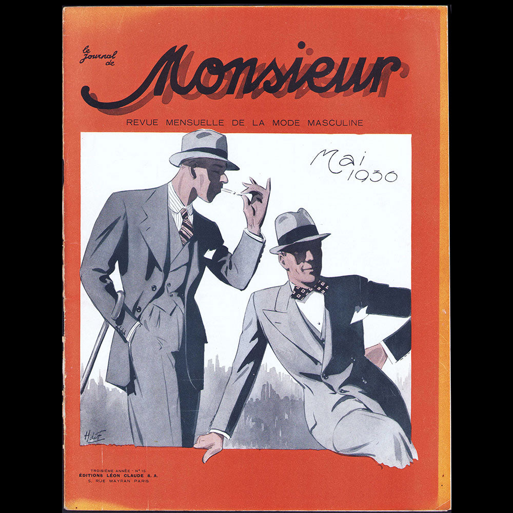 Le Journal de Monsieur, revue mensuelle de la mode masculine - Réunion de 11 numéros de l'année 1936