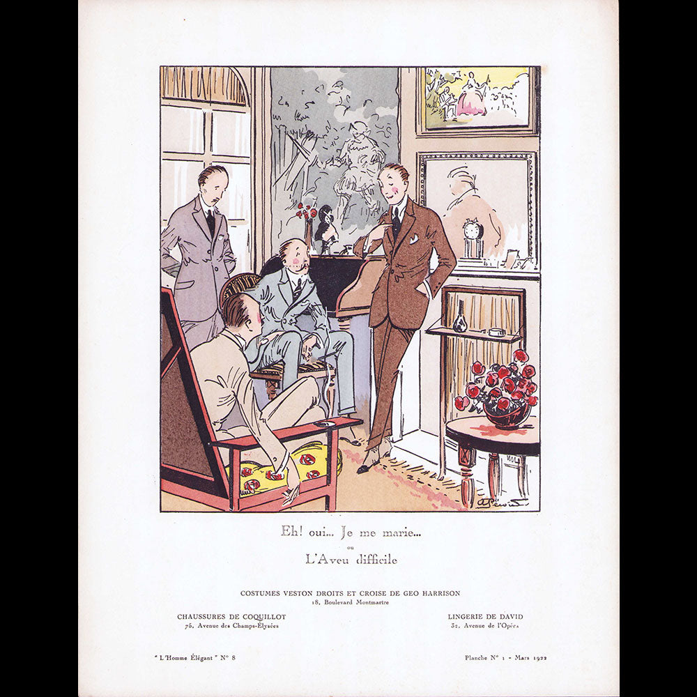 L'homme élégant (1922, mars) - Eh ! Oui je me marrie, planche de Pécoud