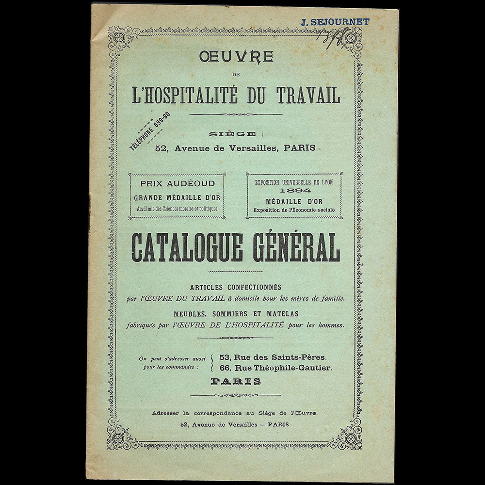 Oeuvre de L'Hospitalité au travail - Catalogue général (1898)