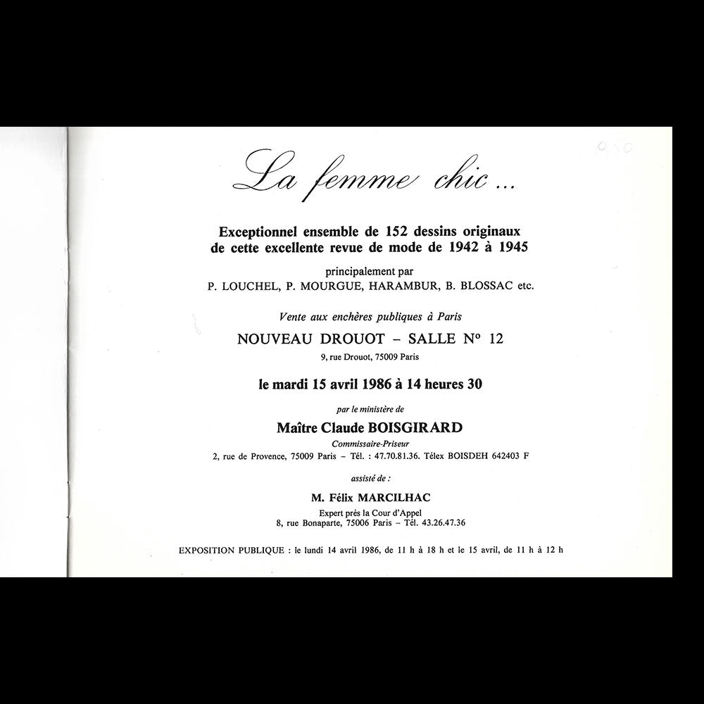 La Femme chic - Catalogue de vente de dessins (1986)