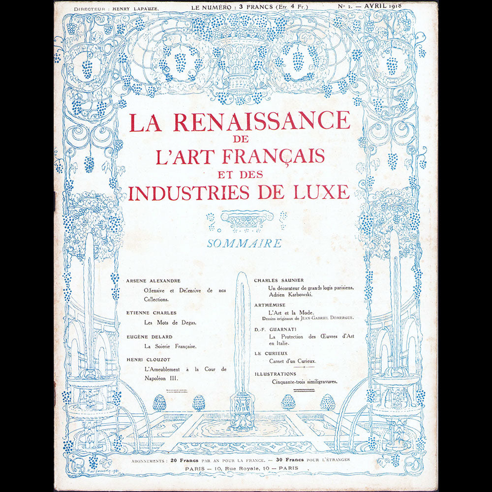 La Renaissance de l'Art Français et des Industries du Luxe (avril 1918)