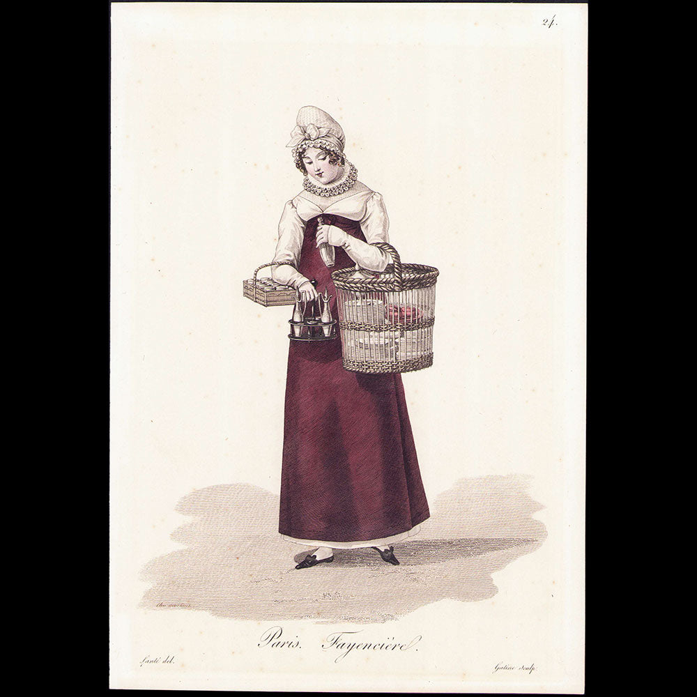 Les Ouvrières de Paris, planche n°24, Fayencière, par Louis-Marie Lanté (circa 1817-1818)