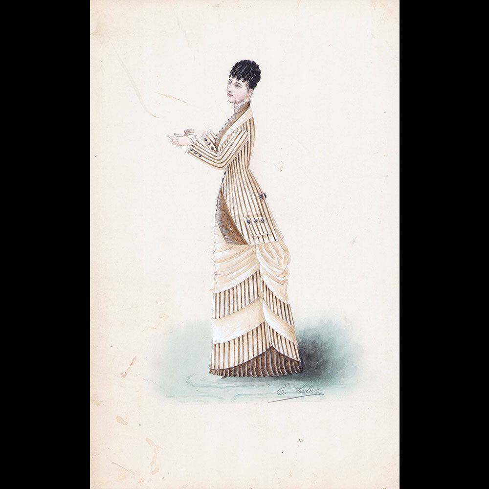 Ernest Leduc - Dessin d'une robe pour une maison de couture (circa 1860-1870)