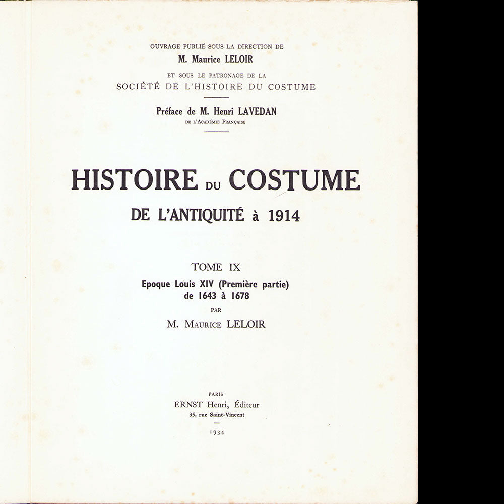 Maurice Leloir - Histoire du costume de l'antiquité à 1914, Réunion des 5 tomes (1933-1938)