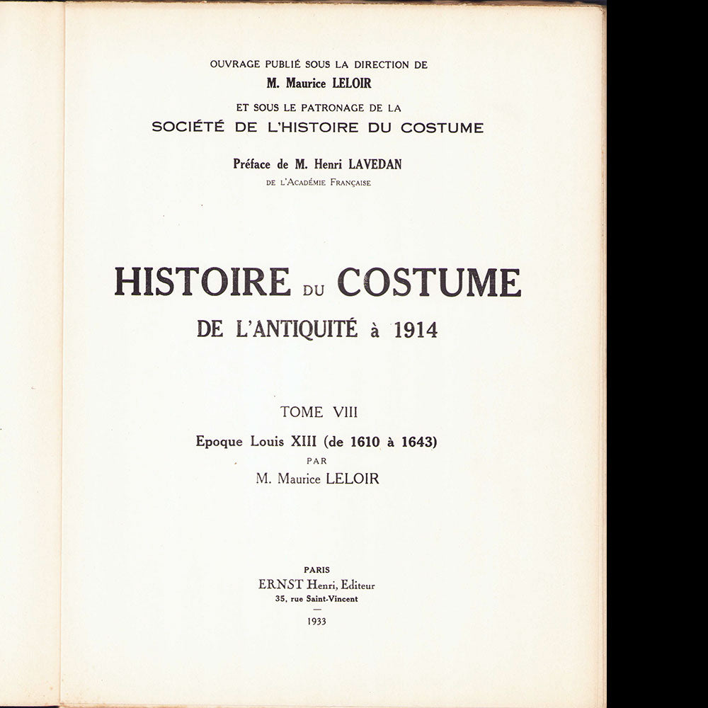 Maurice Leloir - Histoire du costume de l'antiquité à 1914, Réunion des 5 tomes (1933-1938)