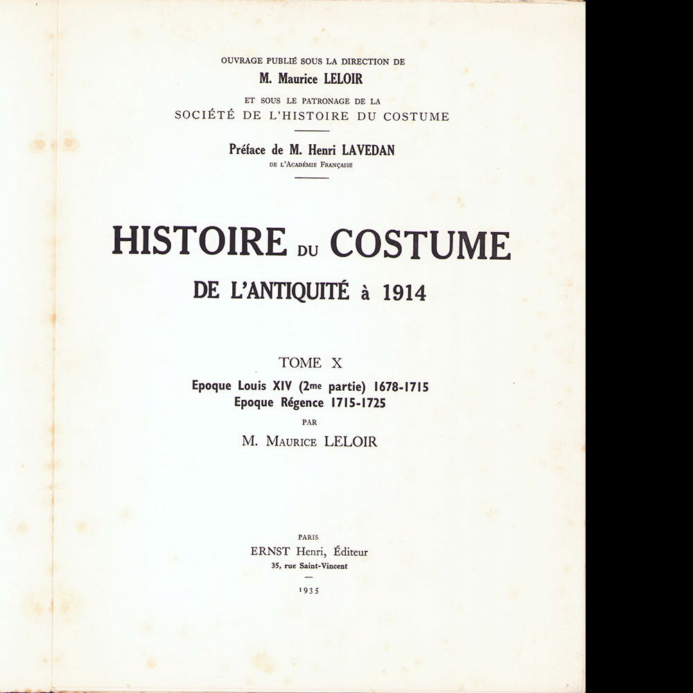 Maurice Leloir - Histoire du costume de l'antiquité à 1914, Réunion des 5 tomes (1933-1938)