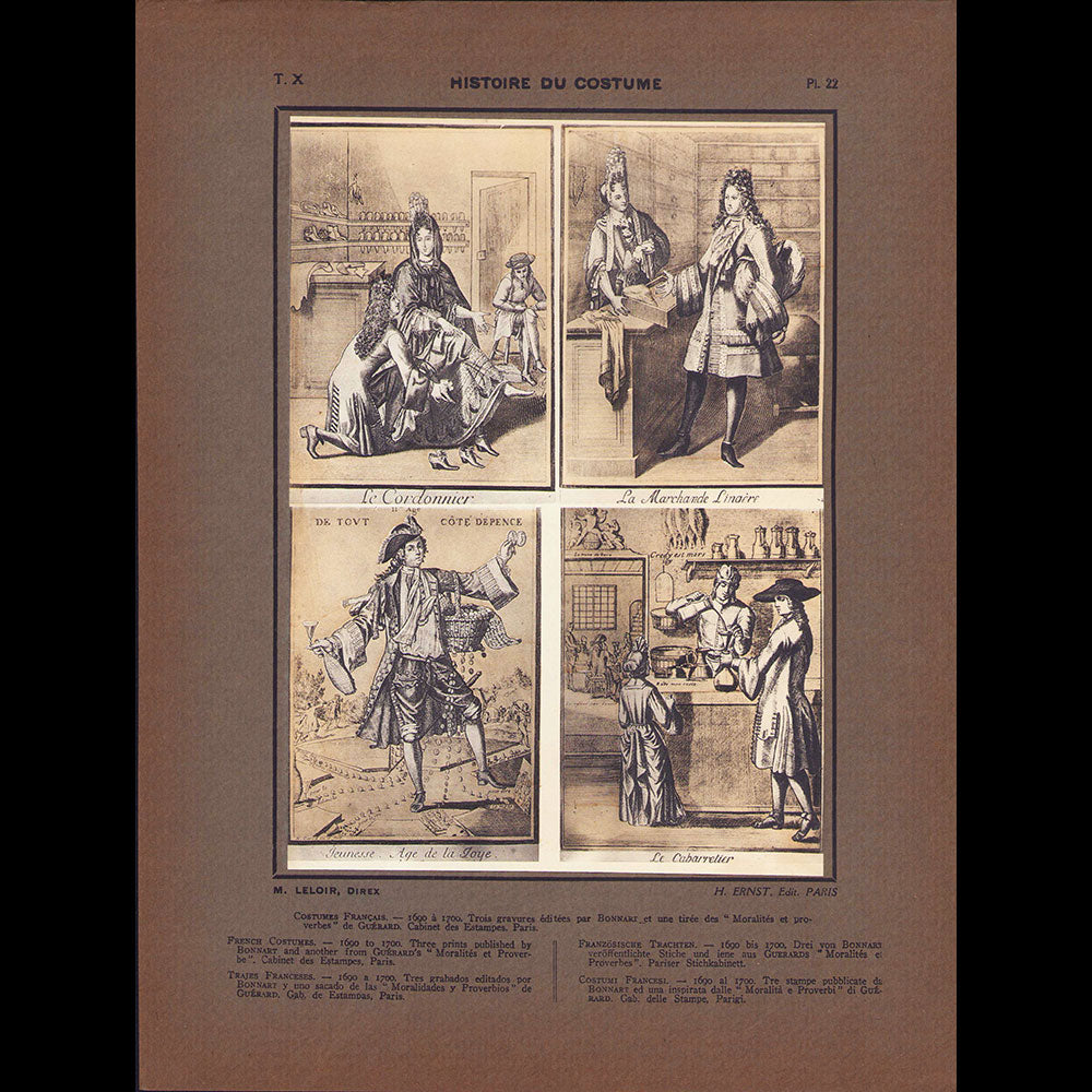 Maurice Leloir - Histoire du costume de l'antiquité à 1914, Réunion des 5 tomes (1933-1938)