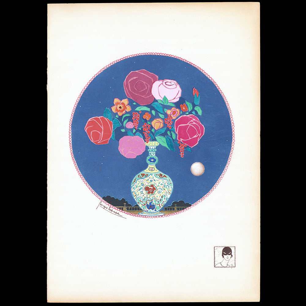 Georges Lepape - Bouquet de Fleurs, planche de L'Eventail et la Fourrure chez Paquin (1911)