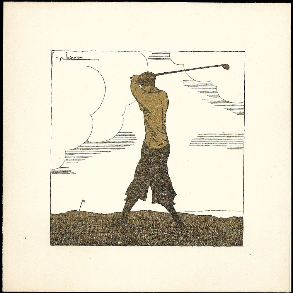 Georges Lepape - Le Golfeur, carte pour Hermès Sellier (1926)