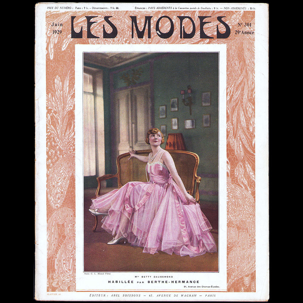 Les Modes (juin 1929), couverture de Manuel Frères d'un modèle de Berthe Hermance