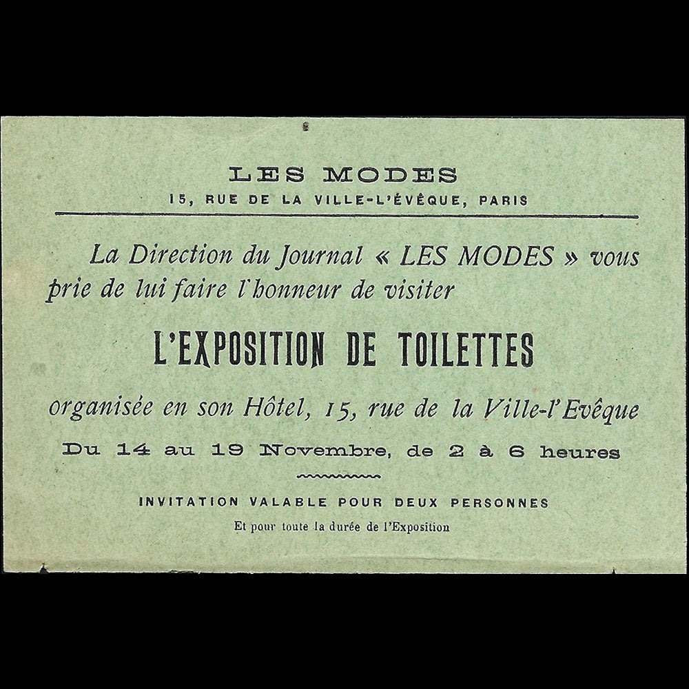 Les Modes - Invitation à l'Exposition de Toilettes (1900s)