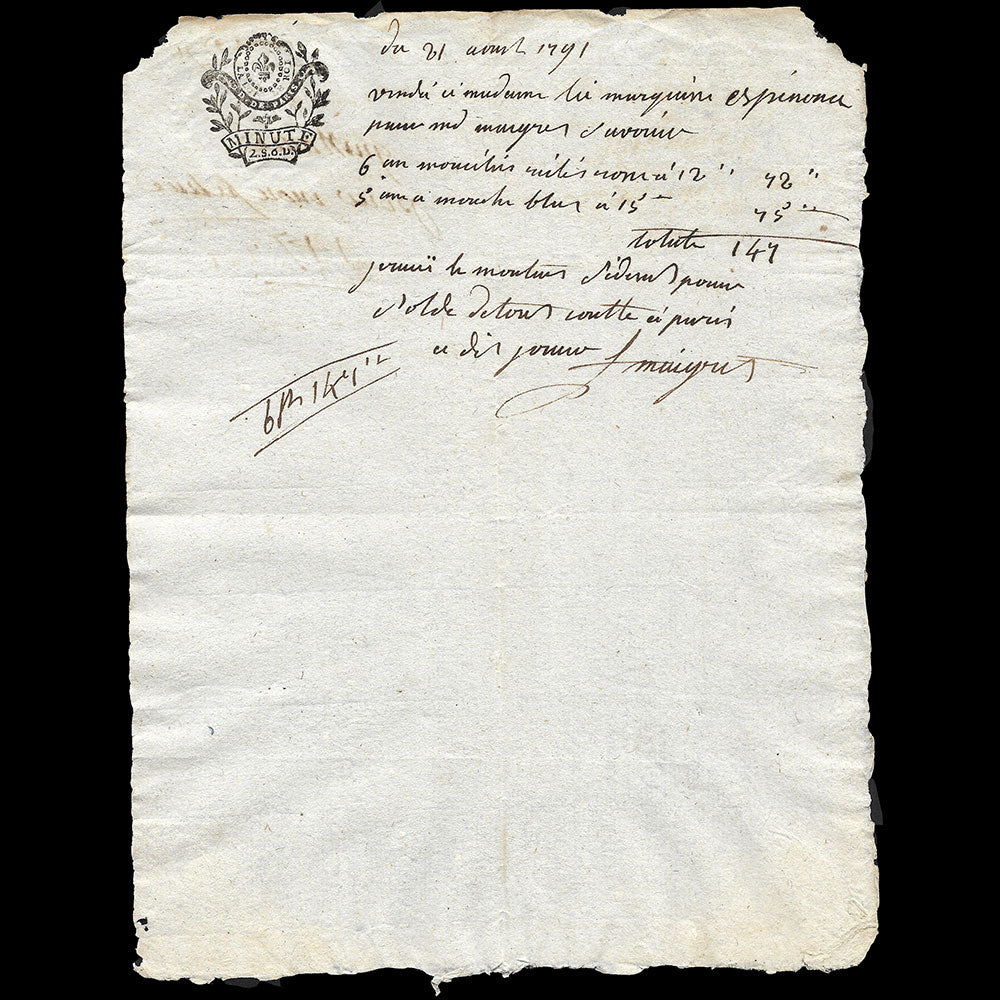 Maigret - Réunion de 3 mémoires du marchand d'étoffes, 35 rue Saint-Honoré à Paris (1791)
