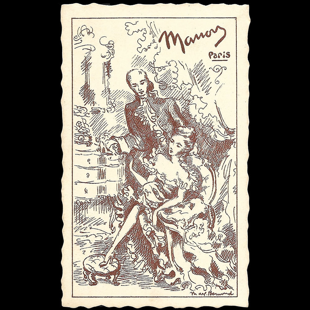 Manon - Carte de la maison de chaussures, 7 boulevard de la Madeleine à Paris (1920s)