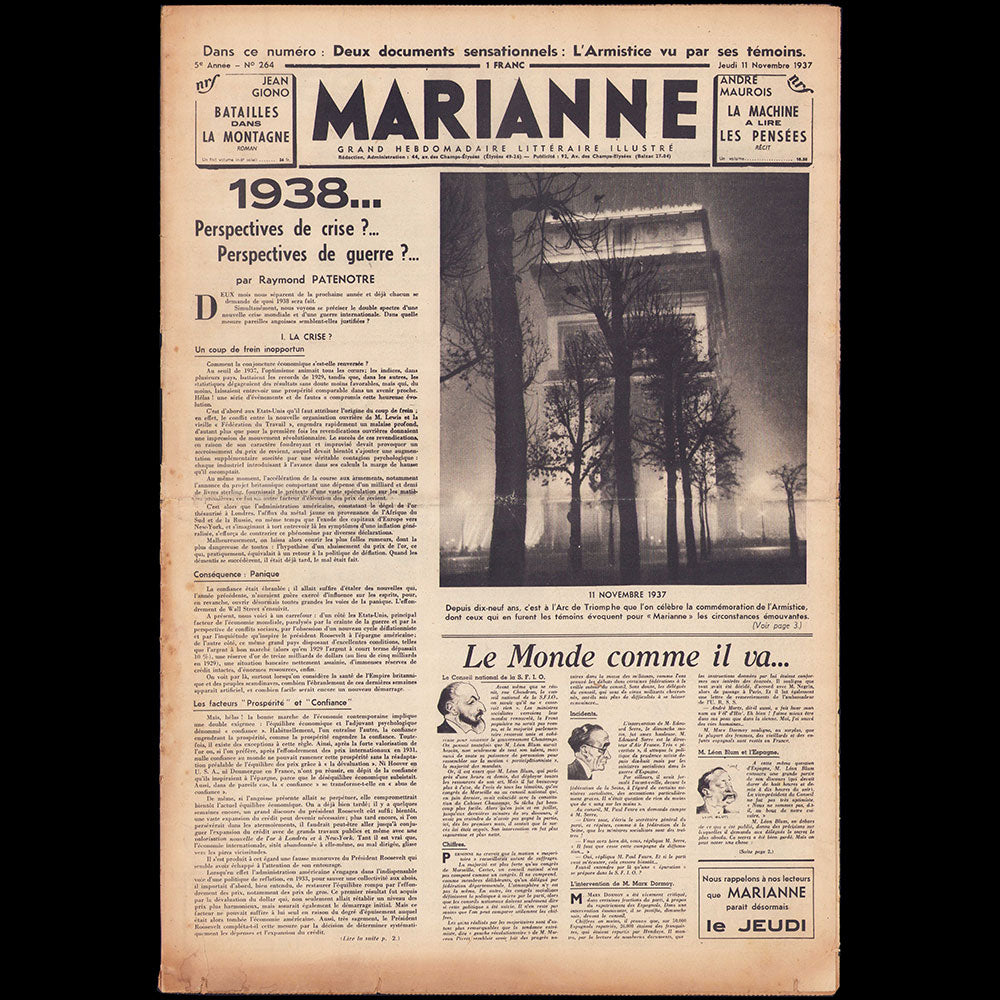 Marianne, 11 novembre 1937 - Mademoiselle Chanel nous parle