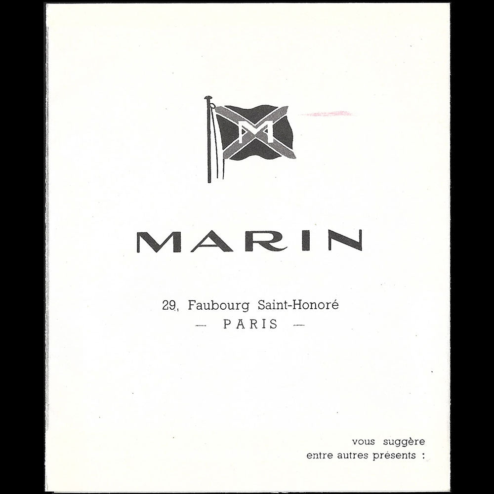 Marin - Catalogue de la maison d'horlogerie et de bijouterie, 29 Faubourg Saint-Honoré à Paris (1940-1950s)