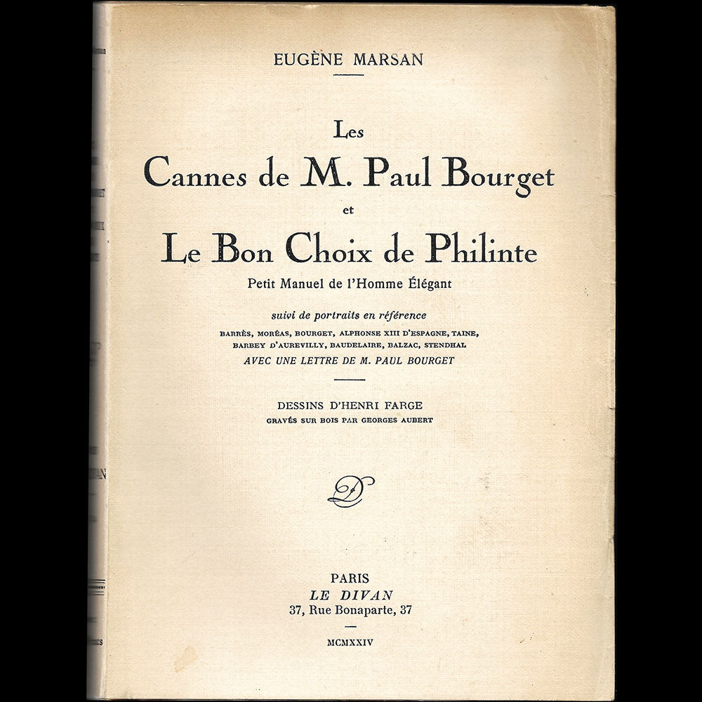 Les Cannes de Paul Bourget,et Le Bon Choix de Philinte - Petit Manuel de l Homme Élégant (1924)