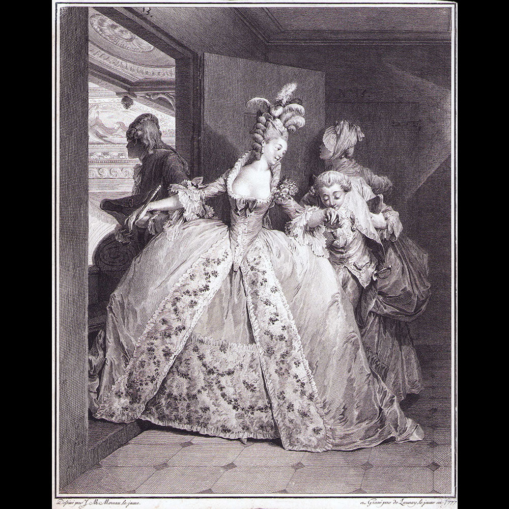 Moreau le Jeune - Les Adieux, gravure de la 2nde Suite d'Estampes pour servir l'histoire des Modes et du Costume (1777)