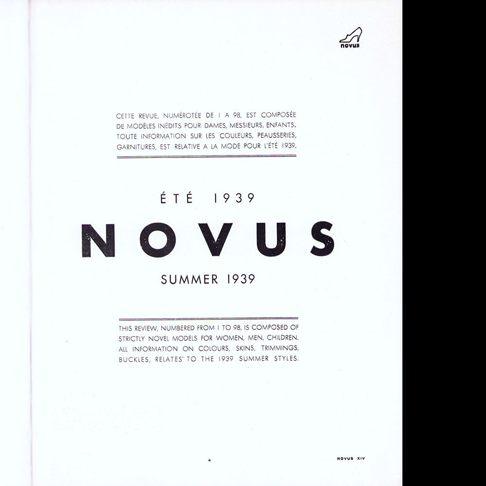 Novus, La chaussure nouvelle, le cuir, les sacs et les accessoires pour la saison d'été 1939