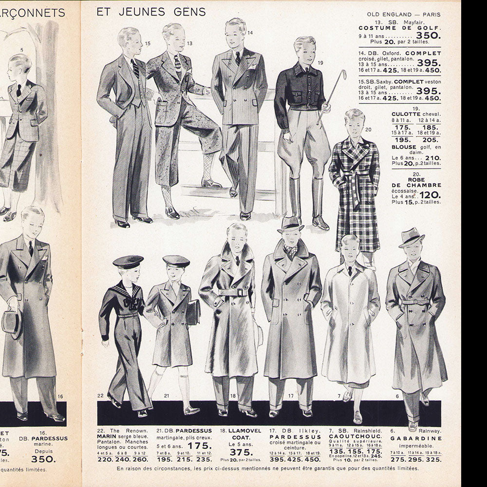 Old England - Catalogue pour l'hiver 1936-1937