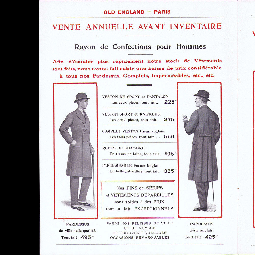 Old England - Vente annuelle avant inventaire du 1er au 31 janvier 1926