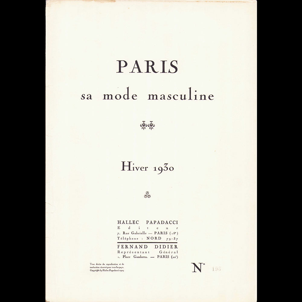 Paris, sa mode masculine, hiver 1930