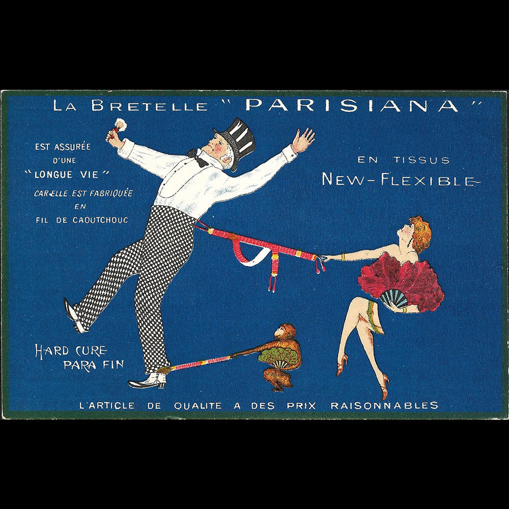 La Bretelle Parisiana- carte publicitaire illustrée (circa 1926)