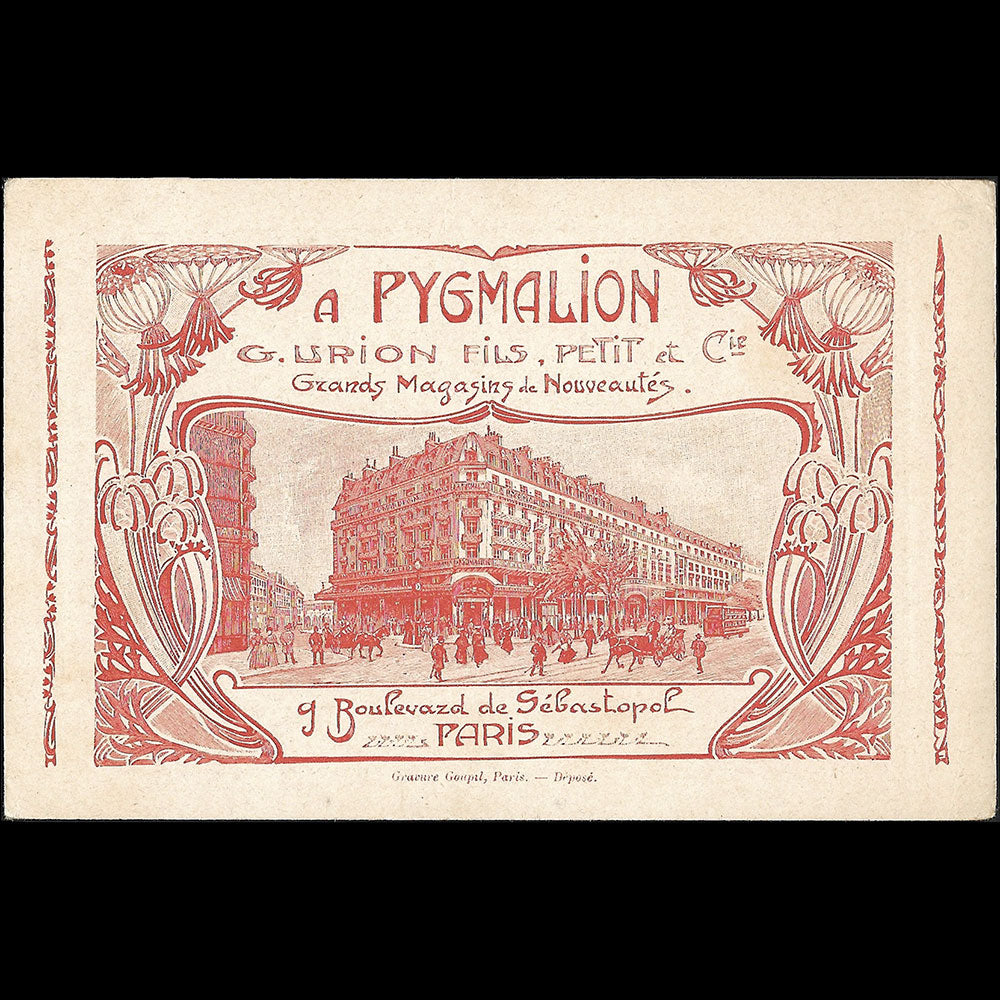 Pygmalion - L'Aiglon, Acte II, carte des grands magasins de nouveautés, 9 boulevard Sebastopol à Paris (1900s)
