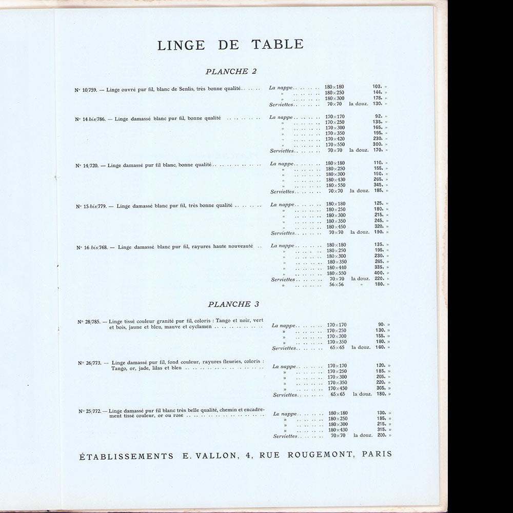 E. Vallon - Linge de maison (1930s)