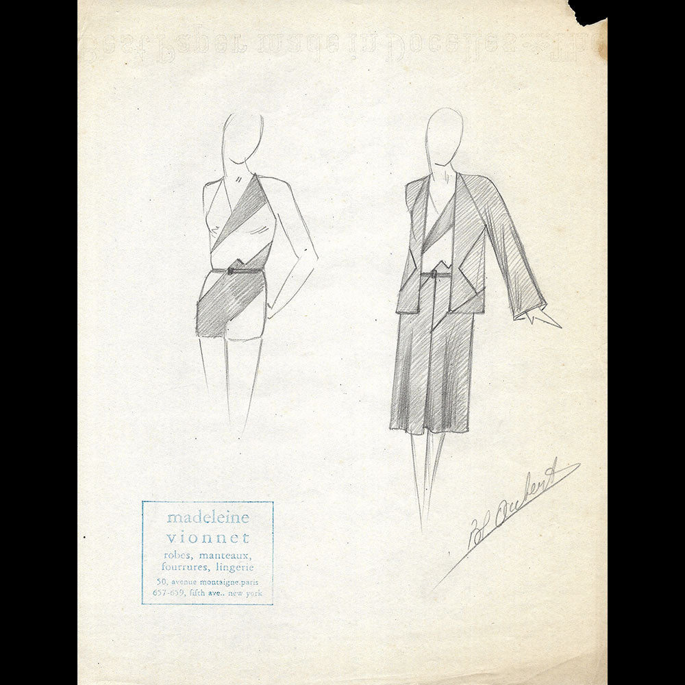 Vionnet - Dessin d'une blouse (1930s)