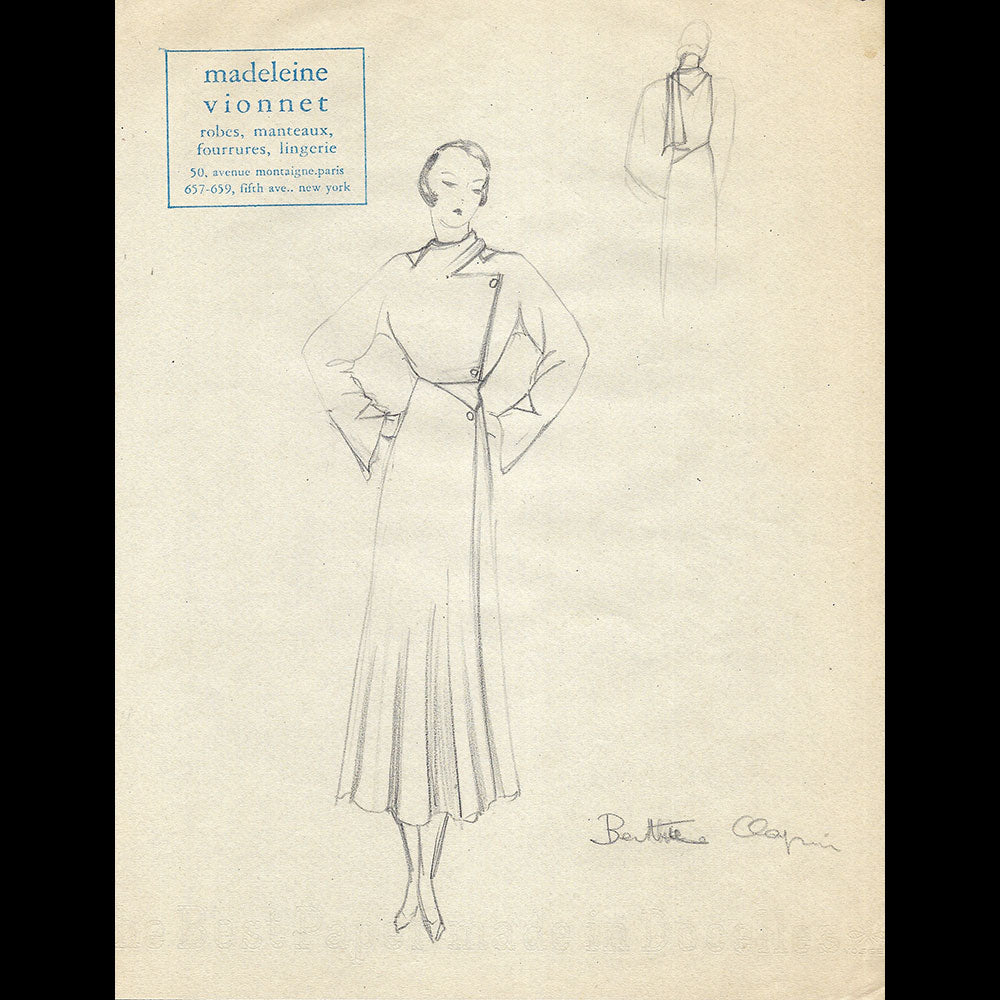 Vionnet - Dessin d'une robe (1930s)