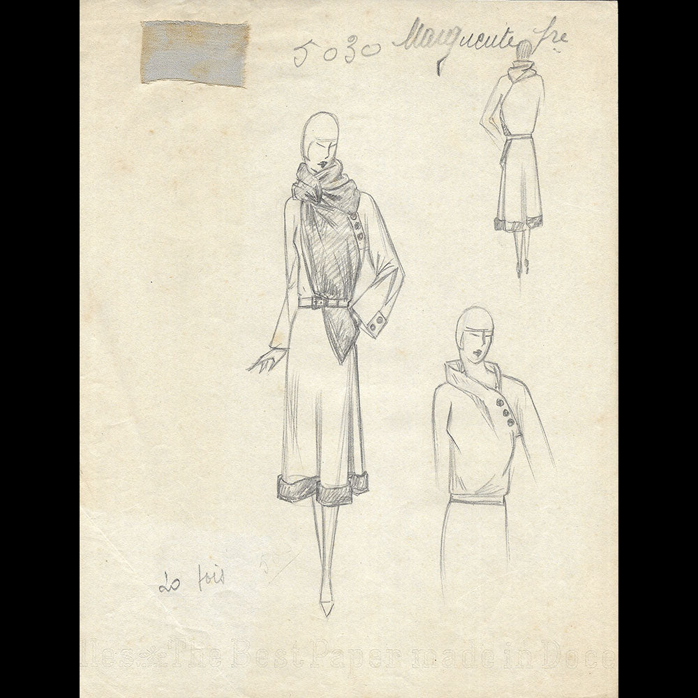 Vionnet - Dessin d'un ensemble pour l'été 1930