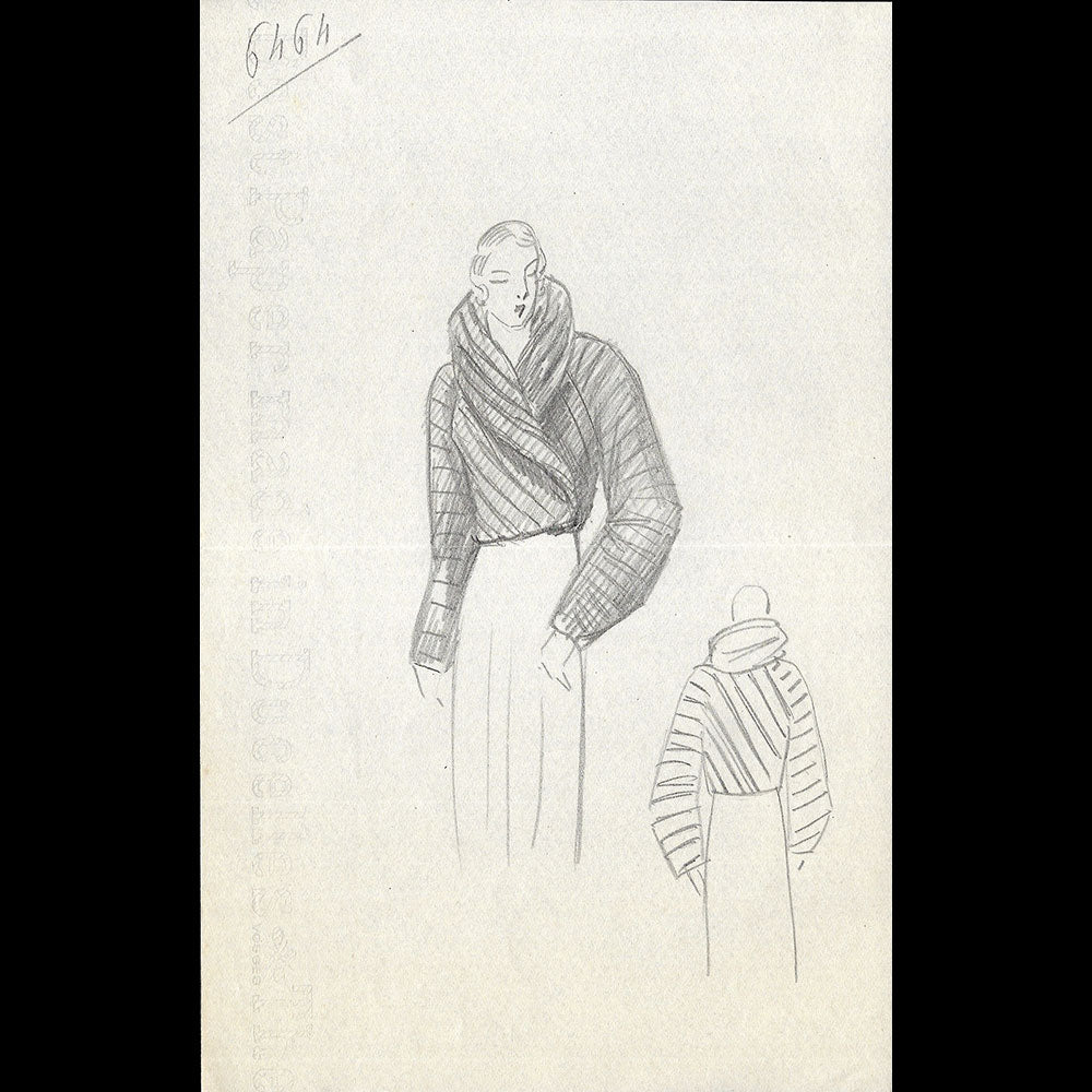 Vionnet - Dessin d'une veste pour l'hiver 1932-1933